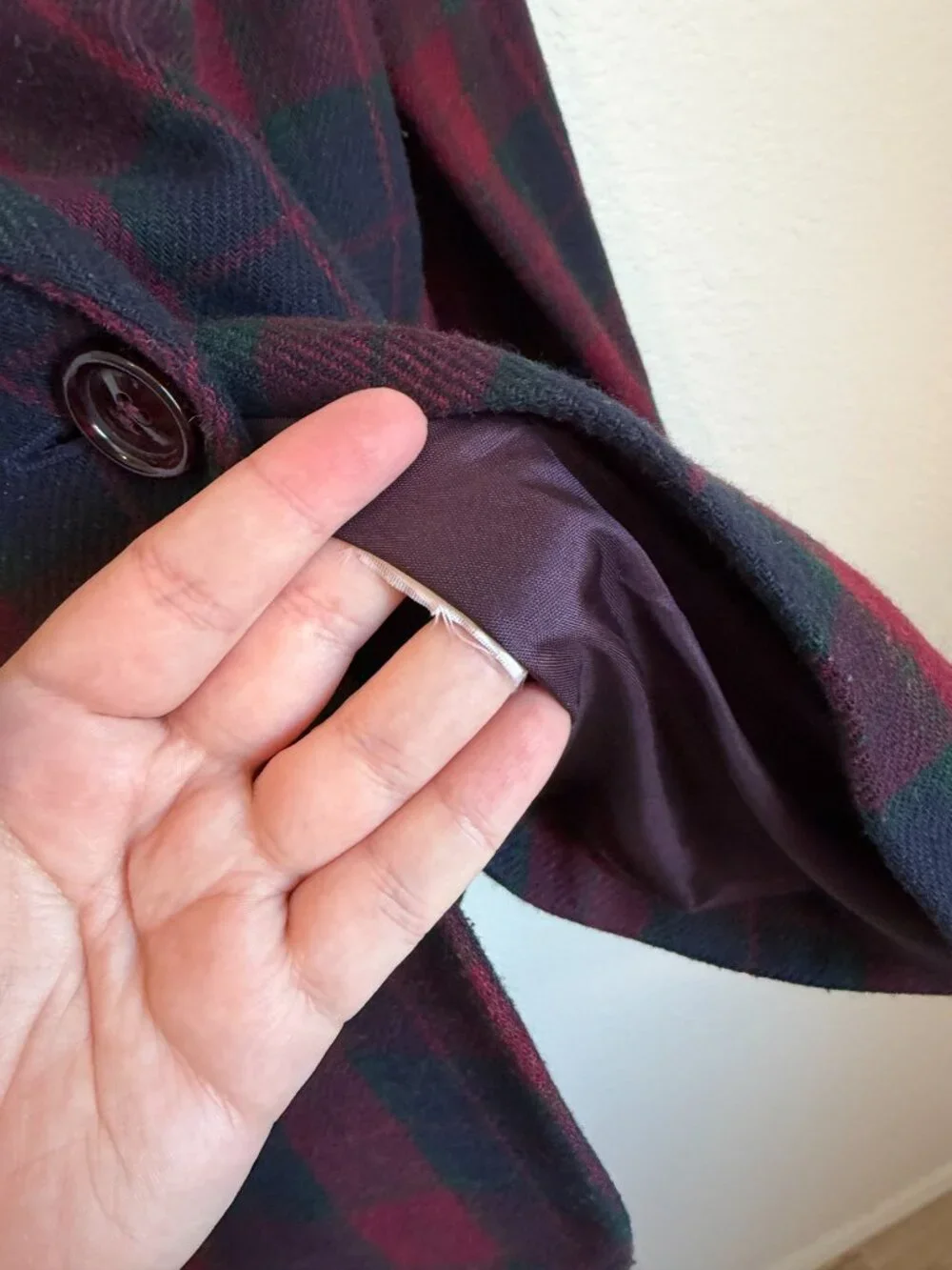 Vintage Sag Harbor Petite Red Green Plaid Velvet Collar Blazer Jacket 6 - Picture 6 of 7